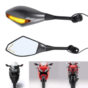 Espejos retrovisores con señal de giro LED de fibra de carbono para Honda CBR600RR CBR1000RR 929RR - Imagen 1 de 12