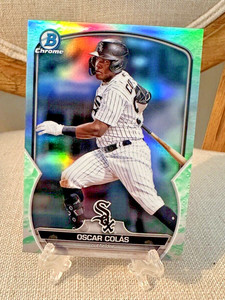 2023 Bowman Chrome Oscar Colas Rc.#BCP-13 GREEN LUNAR GLOW REFRACTOR!! White Sox