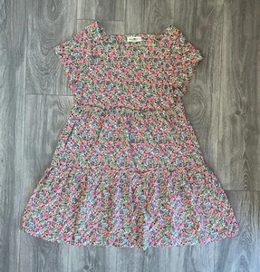 Abito Natural Life manica corta a strati linea A rayon Ditsy floreale contadino nuovo S - Foto 1 di 9