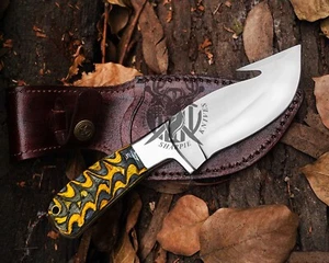 Custom Forged Skinning Knife D2 Steel Wood Steel Guard Hunting Knife with sheath - Picture 1 of 4