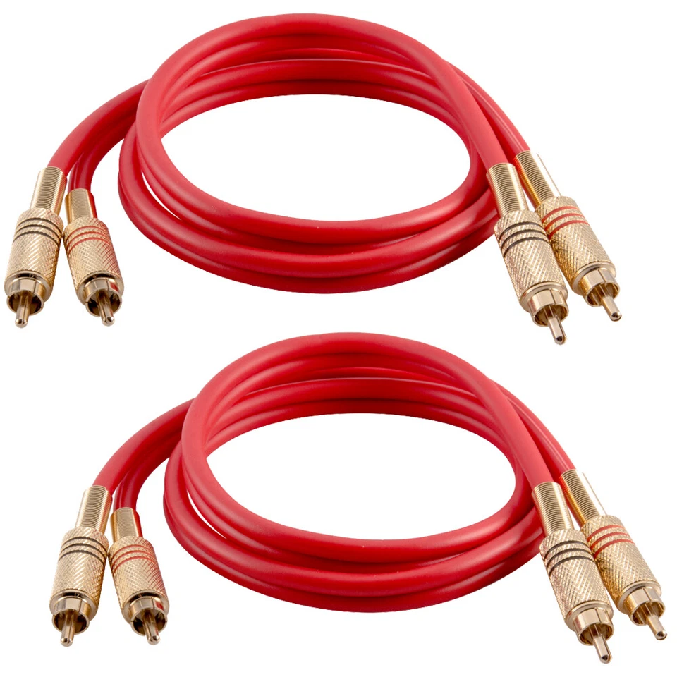 2 Pack of 3 Foot 2-RCA Male to 2-RCA Male Audio Patch Cables - Various Colors - Image 1 of 1