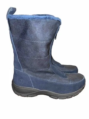 Womens Lands End  Suede & Canvas All Weather Mid-Calf Boots navy  Size 9 - Image 1 of 4