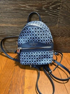 Kate Spade New York Blue Spades Link Pattern Mini Backpack - Picture 1 of 4