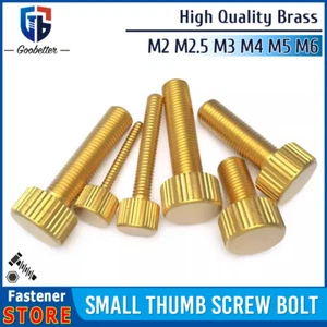 Brass Knurled Thumb Screw M2 M2.5 M3 M4 M5 M6 Thumbscrew Bolt Length 3mm to 25mm - Picture 1 of 48