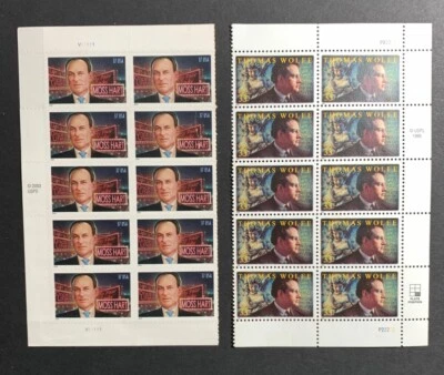 U.S. Stamps SC #3444/3882. Literary Arts Thomas Wolfe & Moss Hart Blocks of 10 - Image 1 of 3