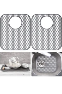 2 Pcs Silicone Sink Protector, Kitchen Sink Mats Grid Accessory, Folding Heat... - Picture 1 of 7