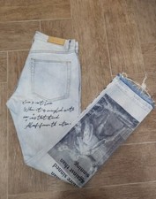 MNML Destroyed Ripped Denim And Quotes Sz 31