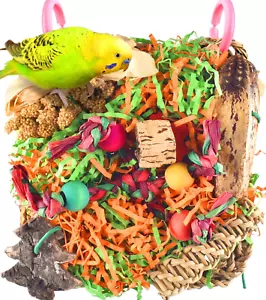 Bird Toys, Parakeet Toys Conure Grass Mat Foraging Toys Parrot Shredding Hanging - Picture 1 of 12