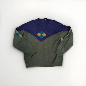 Suéter geométrico Structure para hombre bloque de color grande mezcla de algodón Ramie de gran tamaño - Imagen 1 de 5