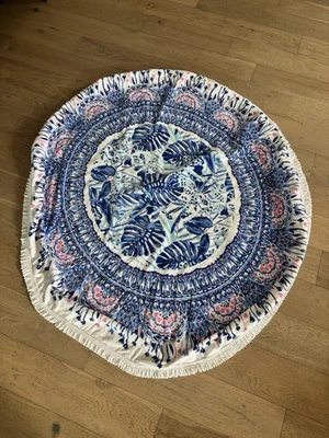 Lilly Pulitzer for Pottery Barn Teen Circa Beach Towel 60x60 Blue Pink - Image 1 of 4