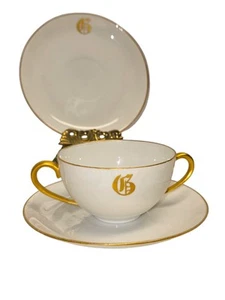 Vintage Germania J&C Bavaria porcellana oro e bianca 1 tazza e 5 piattini 5,5" - Foto 1 di 17