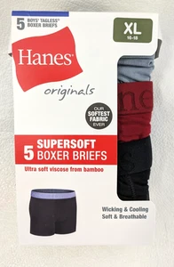 Hanes Confezione 5 Slip Boxer Ragazzo XL 16-18 Intimo Senza Etichette Traspirante Raffreddamento - Foto 1 di 5