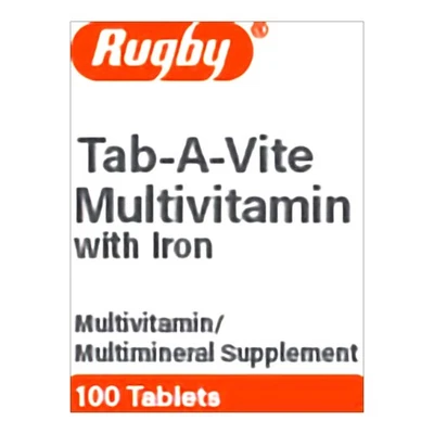 Multivitamínico Rugby Tab-A-Vite con suplemento multivitamínico diario de hierro 100 unidades Foto 1 de 4