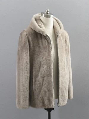 Men's Mink Fur Coat Mink Hooded Fashionable Silver Fur Mid-length Youth Casual - Image 1 of 4