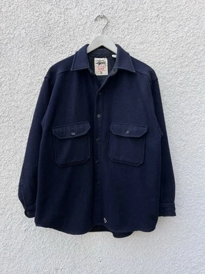 Chaqueta Camisa CPO De Colección Años 90 Stussy Outer Gear Lana Para Hombre Talla Pequeña Foto 1 de 4
