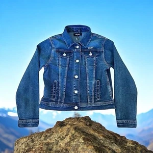 DKNY Girls Jeans Jacket Blue Size XL 14-16 - Picture 1 of 11