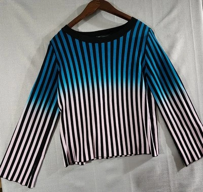 Suéter de punto a rayas INC para mujer Pullover Cascada negro dorado talla mediana #16 Foto 1 de 4