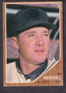 1962 Topps Baseball card #337 NY Mets Jim Marshall - Picture 1 of 2