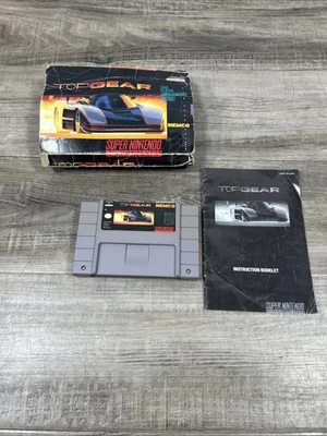 Top Gear (Super Nintendo, 1992) SNES - Box, Manual Cart No Tray - Image 1 of 4