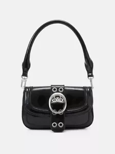 Topshop Black Patent Buckle Design Womens Hand Bag - RRP £22.99 - Picture 1 of 5