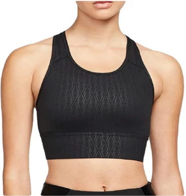 NEW NIKE Women's [L] Swoosh Longline Sports/Yoga/Pickleball Bra-Black DM0553-010 - Image 1 of 2