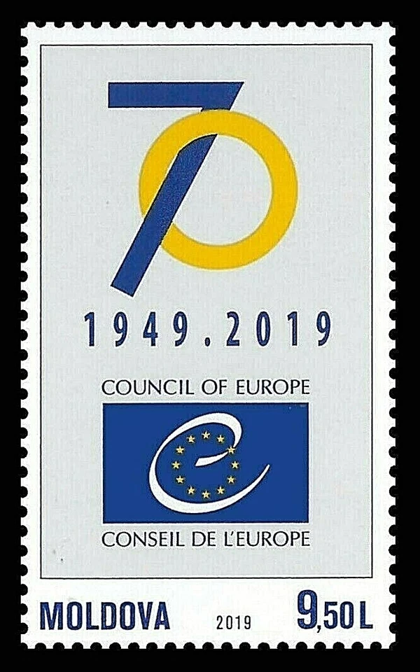 ¡Sellos de Moldavia! Consejo de Europa - 70 Aniversario, MNH, 2019, 1v Foto 1 de 1