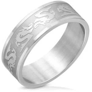 DAMEN RING HERREN STAHL GRAVUR STERNZEICHEN CHINESISCHER DRACHE GÜNSTIG 0207 - Bild 1 von 1