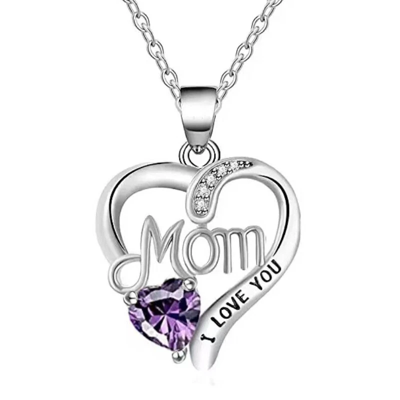 I LOVE YOU Mamá Plata Amor Corazón Colgante Collar Regalo para Madre Mamá Foto 1 de 1