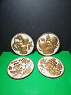 Vintage 4 Brass Fruit Wall Hanging Plates Mid Century Modern MCM Made In Holland