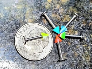 NEW-5 Stainless Steel Barbells with Colorful Spikes + FREE GIFT - Picture 1 of 8