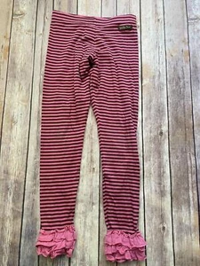 Matilda Jane sz 8 Make Believe Friendly Mime leggings Pink Brown Striped 1/2 B11 - Picture 1 of 2