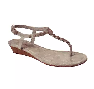 Bernardo Women's Mojo Thong Wedge Buckle Strap Ankle Silver Sandals 10M NIB - Picture 1 of 16