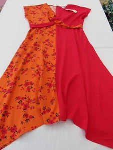 QVC DANNII MINOGUE PETITES BNWT ORANGE RED SATIN KNOT MIRRORED DRESS UK 12 - 14 - Picture 1 of 16