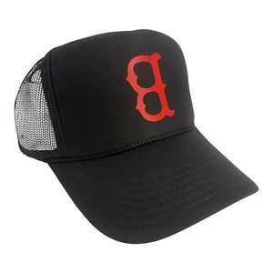 NUEVO SOMBRERO NEGRO UPSIDE BOSTON RED SOX 5 PANELES CORONA ALTA CAMIONERO SNAPBACK VINTAGE - Imagen 1 de 3