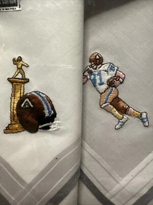 2 NOS Vtg Men’s Handkerchief Football Cotton football Player Helmet Trophy - Picture 1 of 10