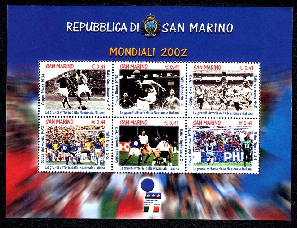 San Marino 2002 Copa Mundial de Fútbol Campeonato Como Nuevo MNH Hoja Miniatura SC 1536 Foto 1 de 1