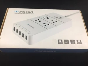 4 tomas de corriente de viaje protector contra sobretensiones portátil Maxboost - Imagen 1 de 3
