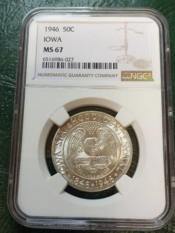 1946 Iowa Commemorative Half Dollar - MS67 - NGC Cover