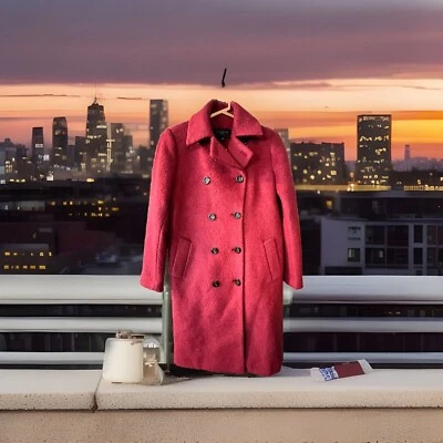 ABRIGO ANN TAYLOR MEZCLA LANA TEXTURIZADA ARÁNDANO LAVADO $268 TALLA XS PETITE Foto 1 de 4