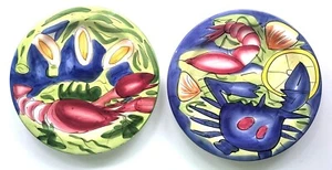 Hand painted seafood plates lobster crab shrimp nautical beach colorful 2 8" - Picture 1 of 8