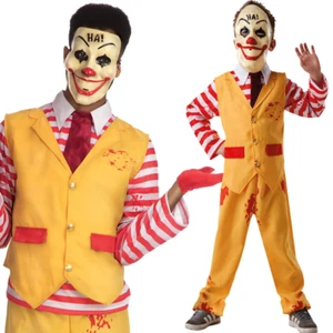 Dapper Clown Male Mens Boys Ronald Mcdonald Halloween Horror Fancy Dress Costum - Picture 1 of 7