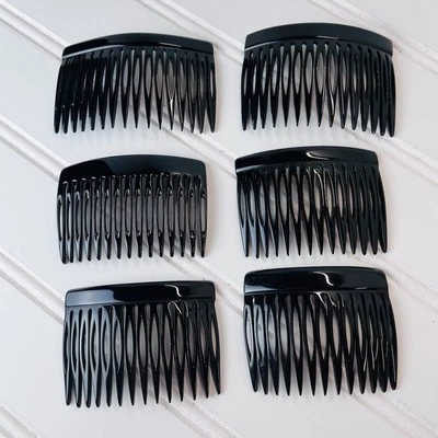 复古法国 ATELIER 黑色 Lucite 头发梳 - 6 种各种尺寸 - 1990 年代法国 — 第 1/4 张图片