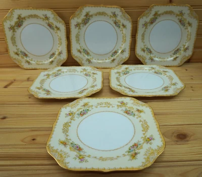 Noritake Mystery #35 (6) Square Salad Plates, 7 3/4"    (B19) - Image 1 of 4