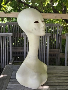 Escultura Cabeza Maniquí Extraterrestre Años 70 De Colección | Peluca Mod Era Espacial Busto Decoración Brutalista - Imagen 1 de 12