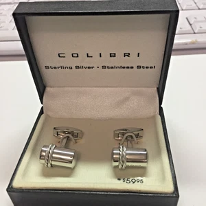 COLIBRI STERLING SILVER -STAINLESS STEEL CUFFLINKS - Picture 1 of 6