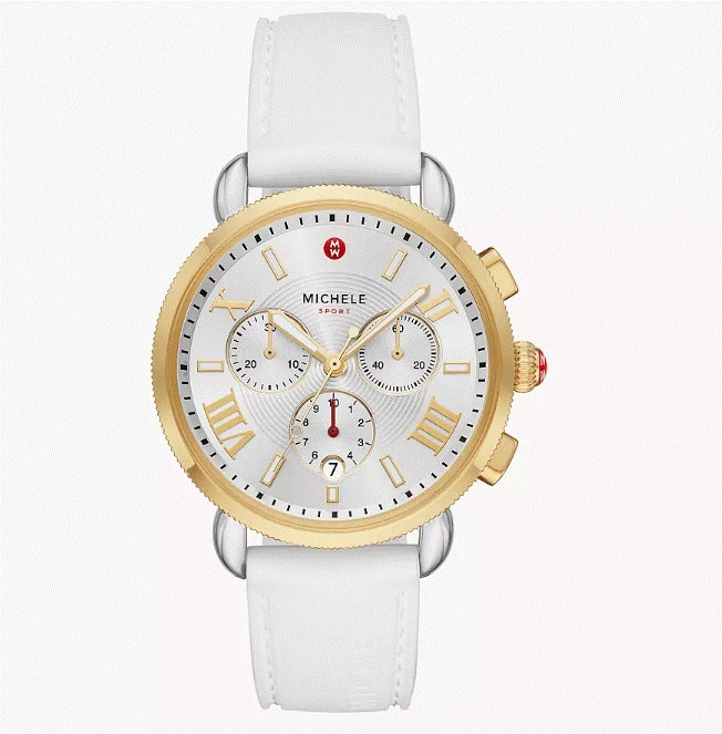 Reloj para mujer Michele Sport Sail dorado-blanco correa de silicona 38 mm MWW01P000017 Foto 1 de 4