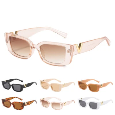 Gafas de sol rectangulares pequeñas para mujer hombre gafas de sol rectangulares de moda vintage Foto 1 de 4