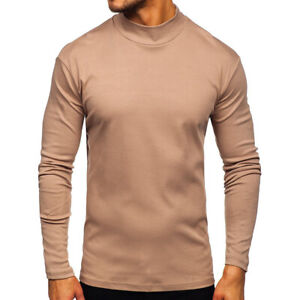 Compression Shirts Men's Fitness Workout Mock Neck Long Sleeve Muscle Gym Top N