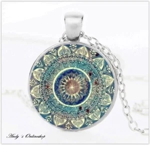 Halskette Damen Herren Unisex Vintage Chakra Yoga 925 Mandala Silber Frauen - Bild 1 von 1