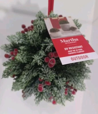 Martha Stewart Seasonal Decor Fir & Pip Berry 9" Hanging Christmas Ball, New - Image 1 of 4